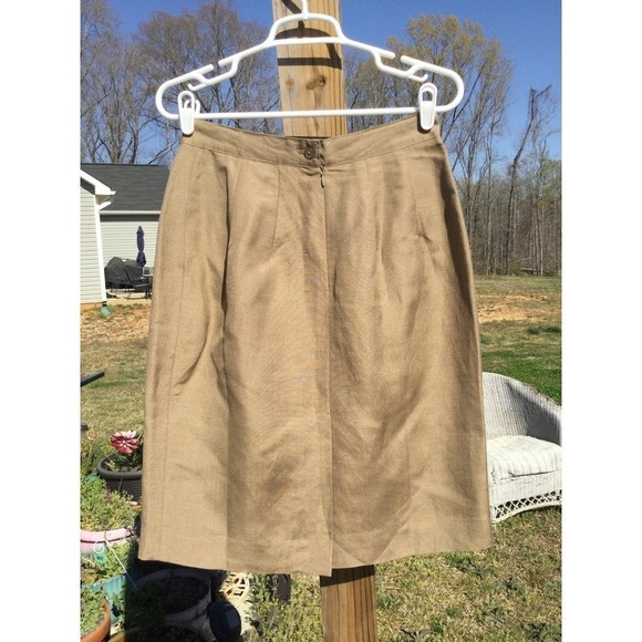 Vtg lands’ end womens linen skirt regular 10 beige khaki gorpcore summer modest - Picture 4 of 8